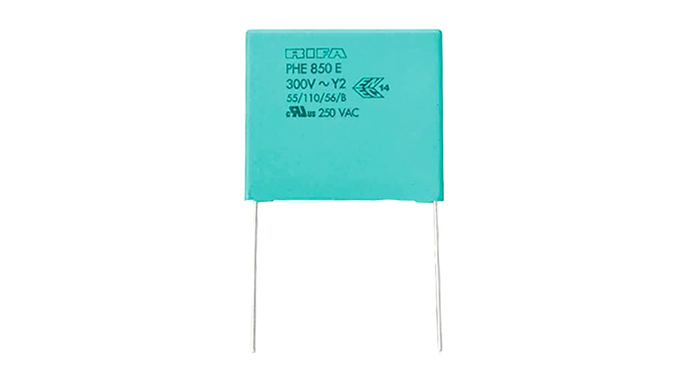 KEMET PHE850 Metallised Polypropylene Film Capacitor, 1.25 kV dc, 300 V ac, ±20%, 1μF, Through Hole