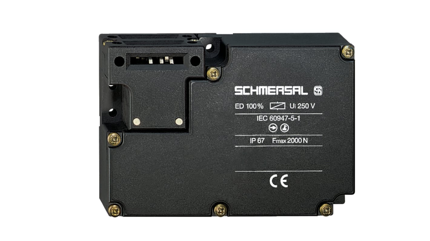 Interruptor de bloqueo por solenoide Schmersal AZM 161, 24V ac/dc, 4NC/2NO, cont. aux. 2NA, Alimentar para bloquear,