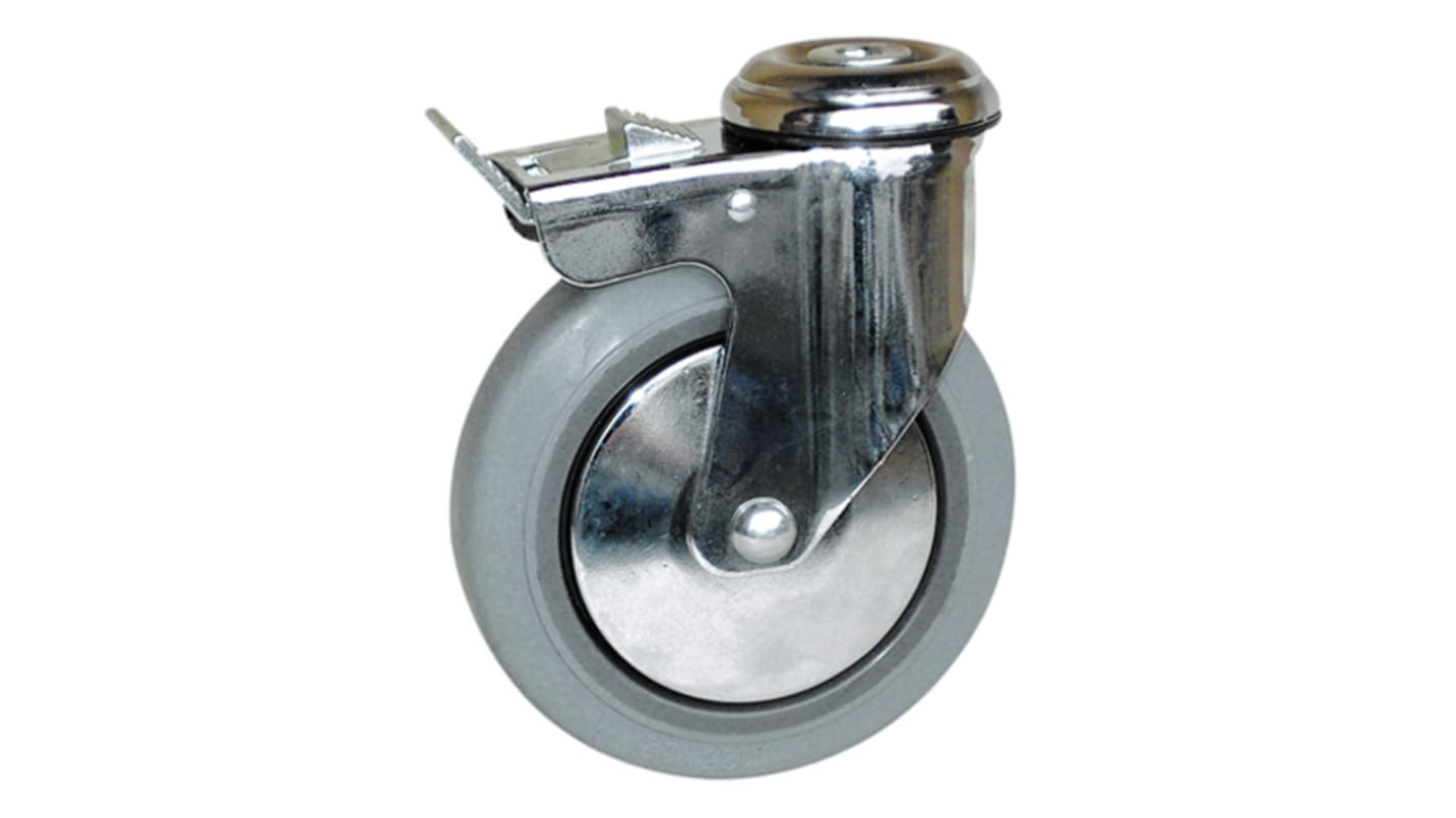 Roulette industrielle Pivotant avec frein Guitel Hervieu, Acier chromé, Ø 100mm, 80kg