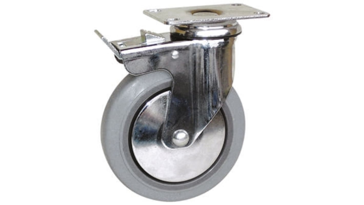 Guitel Hervieu Braked Swivel Castor Wheel, 80kg Capacity, 100mm Wheel