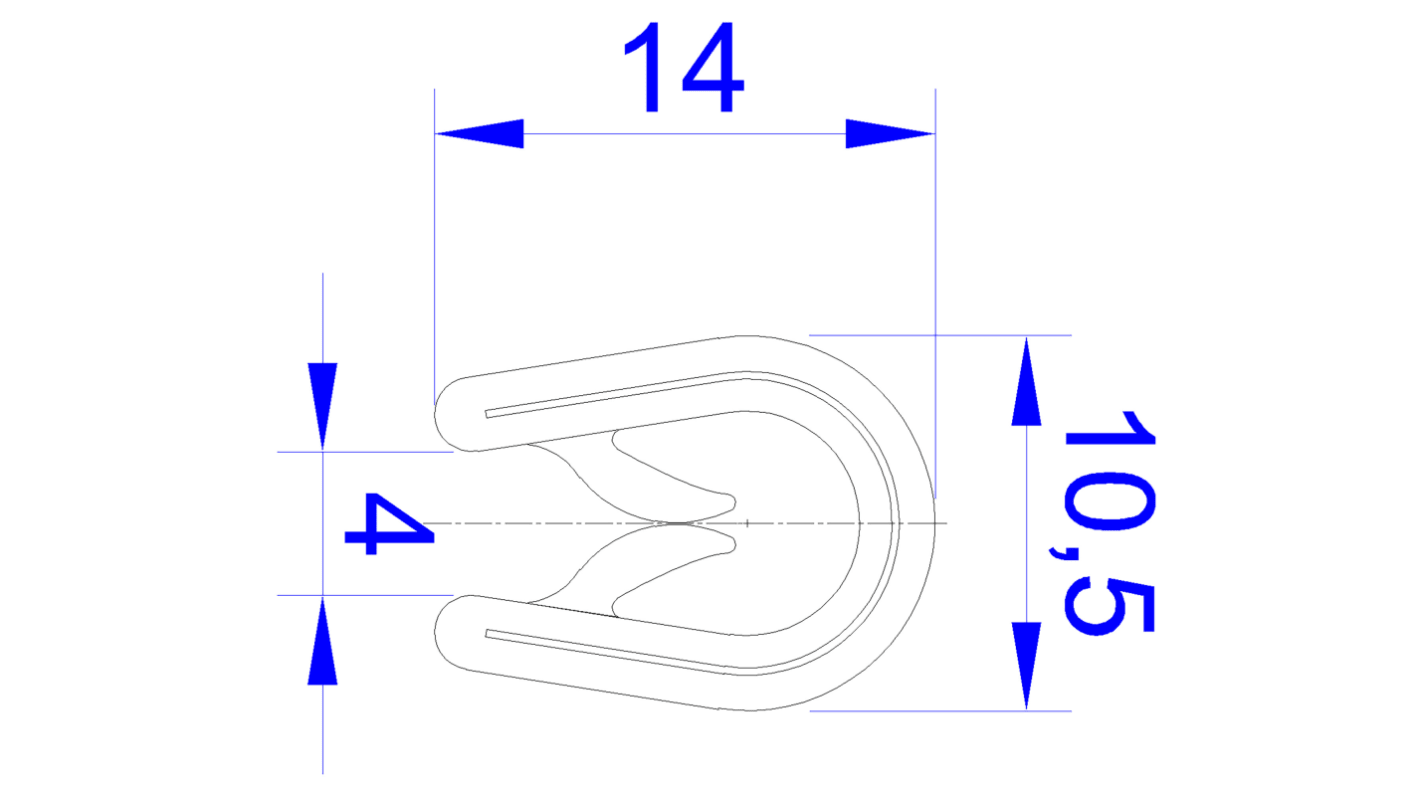 Protection de bordure RS PRO en PVC Noir, 20m x 14,4 mm x 10.5mm