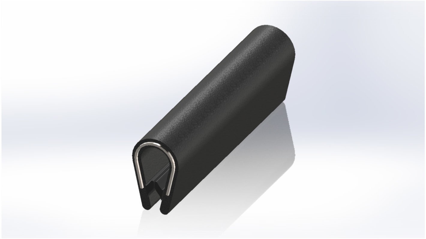 Protection de bordure RS PRO en PVC Noir, 20m x 16,8 mm x 10.5mm
