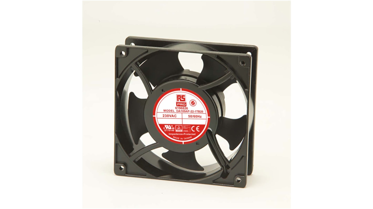 Ventilador Axial RS PRO de 120 x 120 x 38mm, 230 V ac, 15W, 3000rpm, caudal 186.9m³/h, 42dB