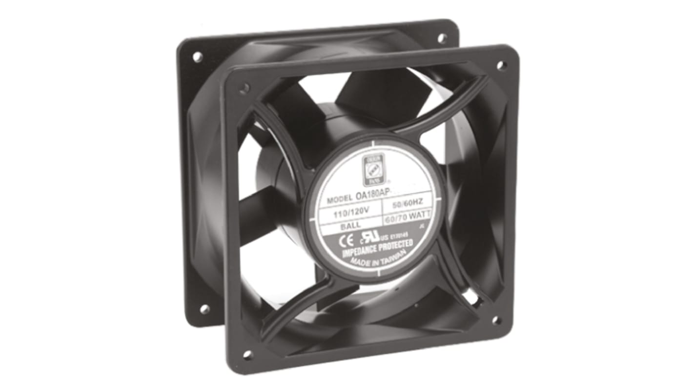 Ventilateur axial RS PRO 230 V c.a., 120.6m³/h, 120 x 120 x 38mm, 11W