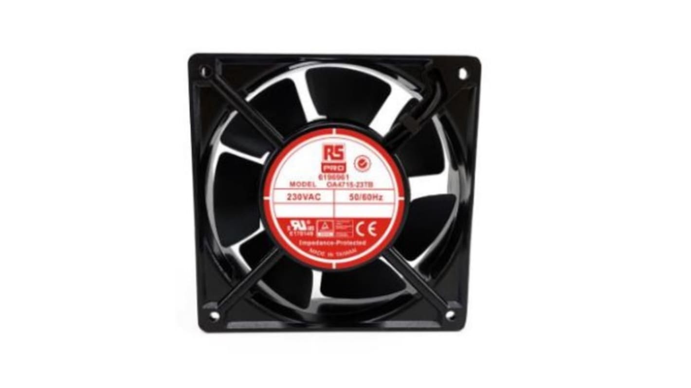 Ventilador Axial RS PRO de 120 x 120 x 38mm, 230 V ac, 24W, 3000rpm, caudal 186.9m³/h, 44dB, IP44