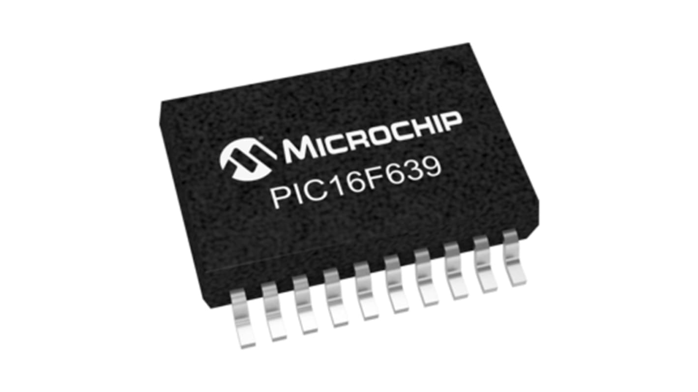 Microchip PIC16F639-I/SS, 8bit PIC Microcontroller, PIC16F, 20MHz, 2048 x 14 words, 256 B Flash, 20-Pin SSOP