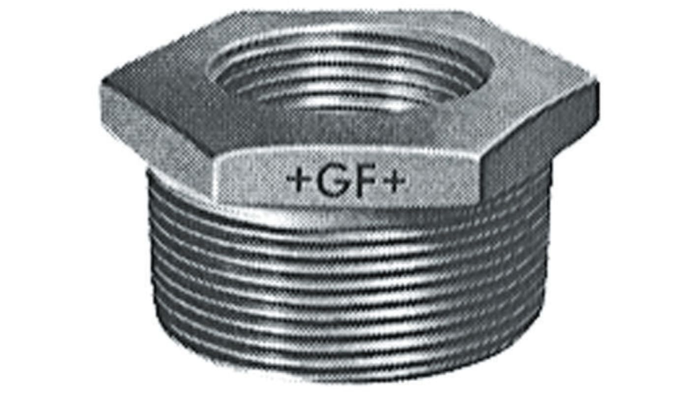 Georg Fischer Galvanised Malleable Iron Fitting, Straight Reducer Bush, Male BSPT 3/4in to Female BSPP 1/4in