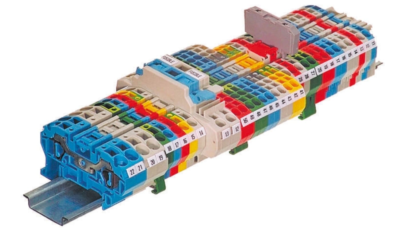 Entrelec SNA Series Grey DIN Rail Terminal Block, 2.5mm², Single-Level, Spring Clamp Termination