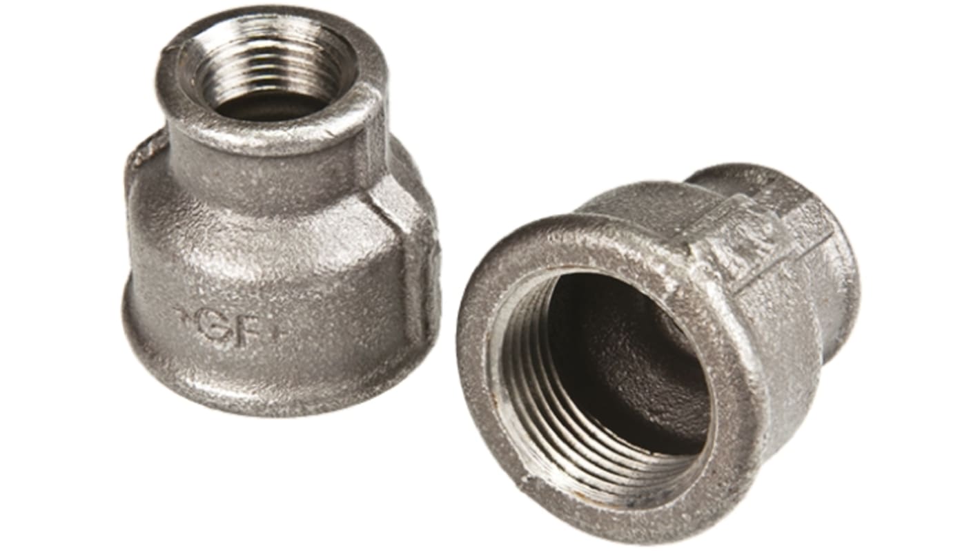 Georg Fischer Galvanised Malleable Iron Fitting Reducer Socket, Female BSPP 1in to Female BSPP 1/2in