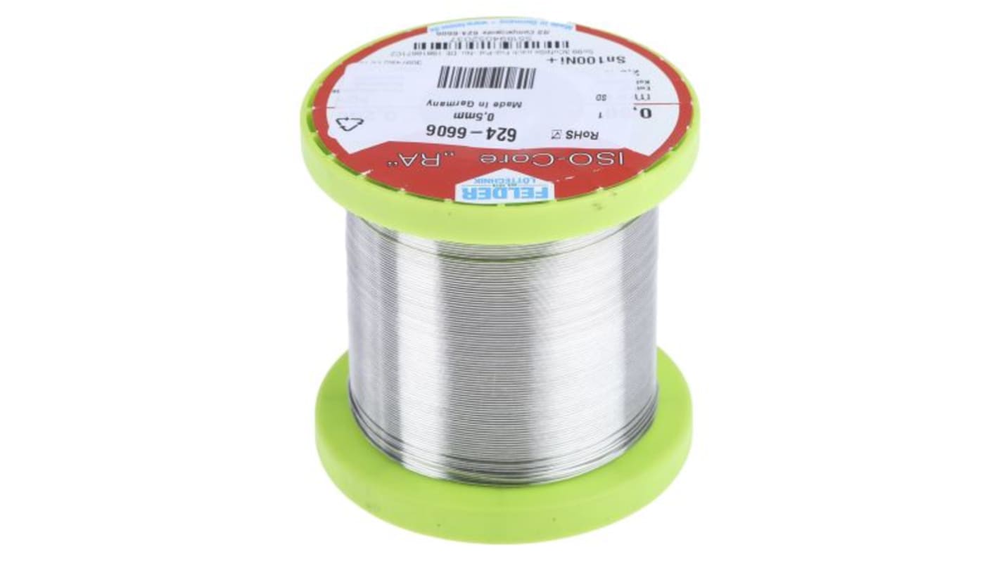 Felder Lottechnik Wire, 0.5mm Lead Free Solder, 227°C Melting Point