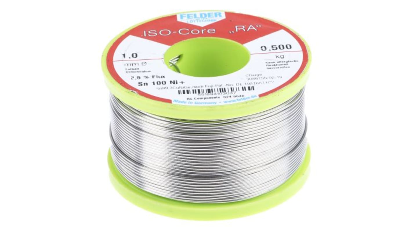 Felder Lottechnik Wire, 1mm Lead Free Solder, 227°C Melting Point