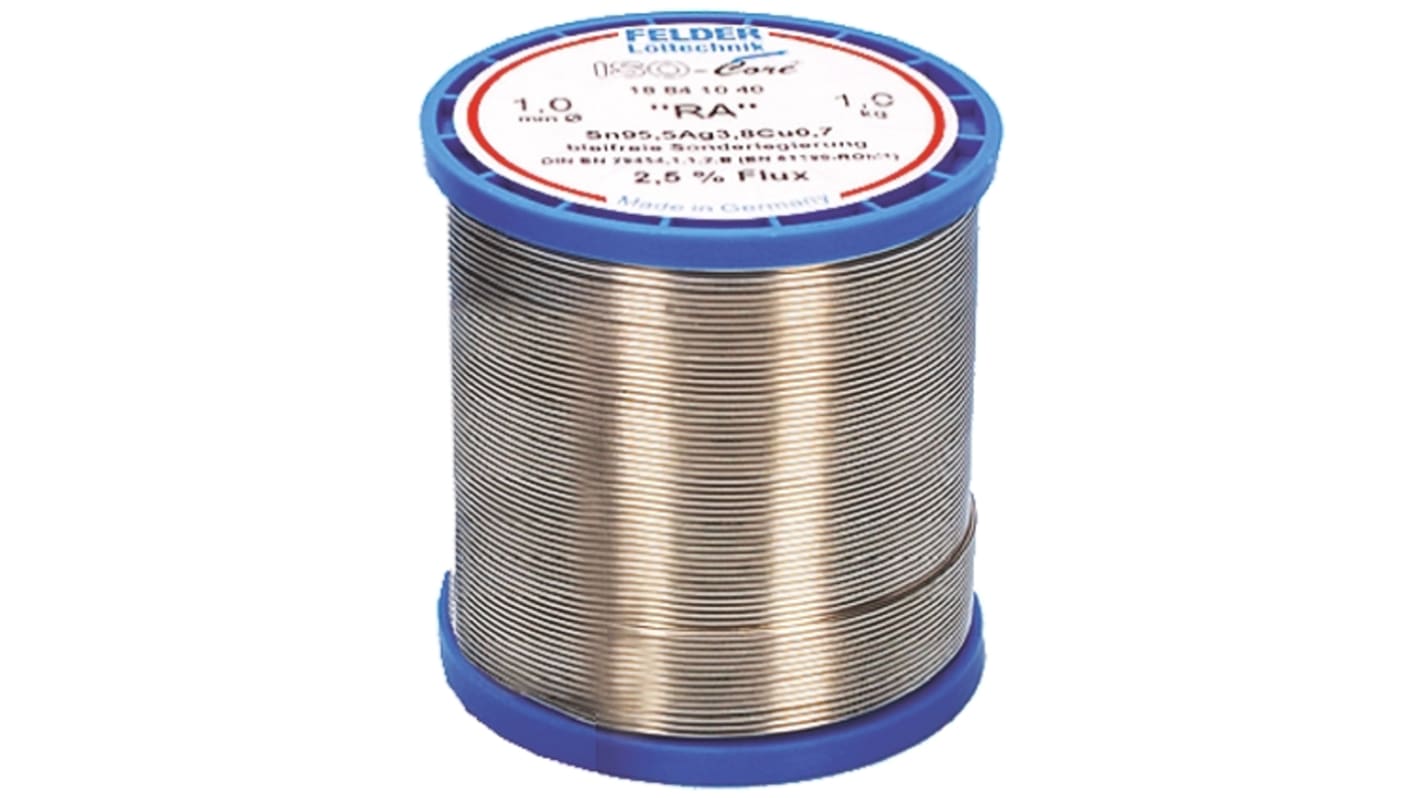 Felder Lottechnik Wire, 1mm Lead Free Solder, 227°C Melting Point