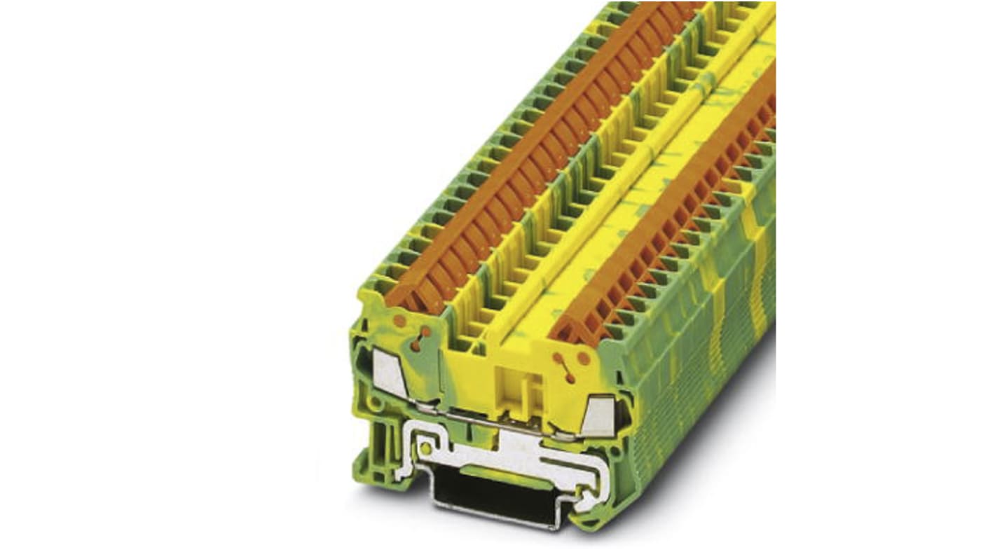 Phoenix Contact QTC 1.5-PE Series Green/Yellow DIN Rail Terminal Block, 0.25 → 1.5mm², Single-Level, Quick