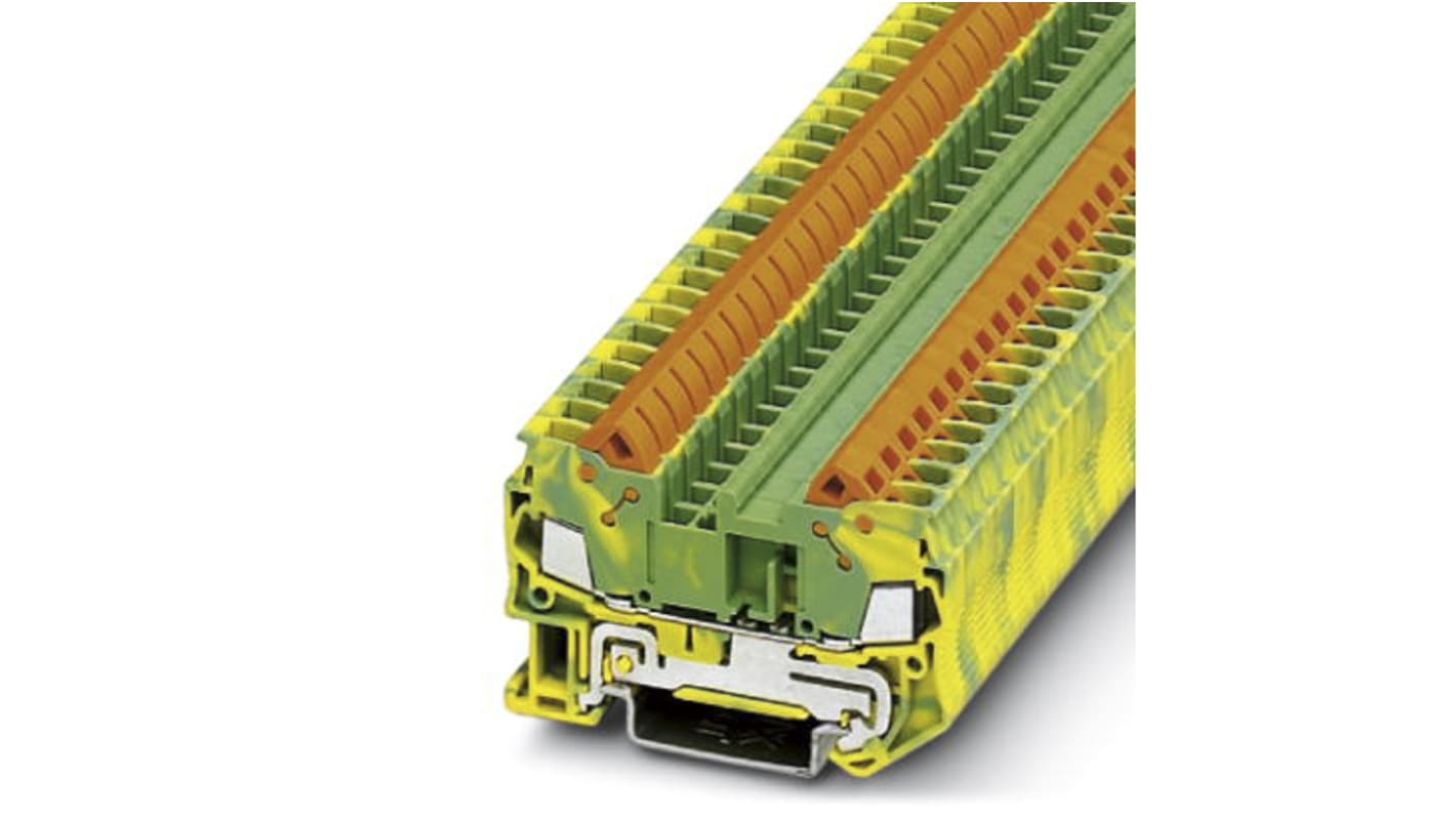 Phoenix Contact QTC 2.5-PE Series Green/Yellow Modular Terminal Block, 0.5 → 2.5mm², Single-Level, Quick Connect