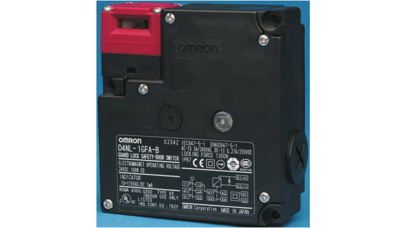 D4NL1AFAB Safety Limit Switch With Key Actuator, Plastic, 2NO/2NC RS