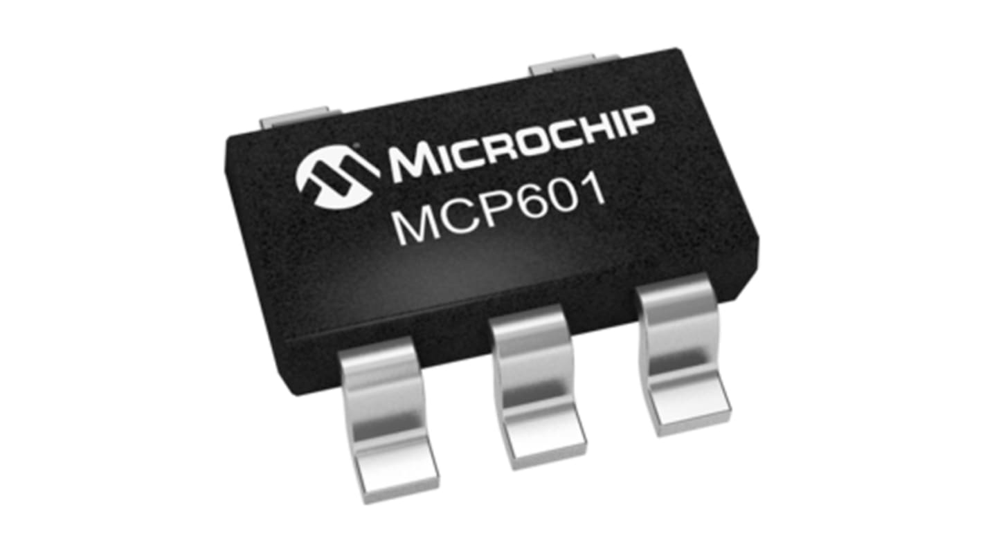 Amplificador operacional MCP601T-I/OT, 3 V, 5 V 2.8MHZ SOT-23, 5 pines, Salida Raíl a Raíl