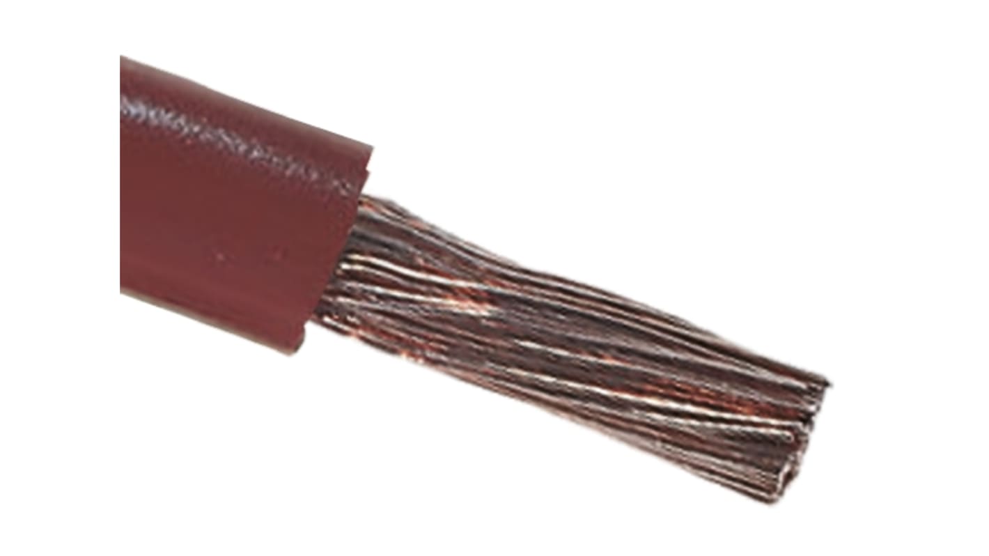 RS PRO Brown 10 mm² Hook Up Wire, 8 AWG, 72/0.4 mm, 100m, PVC Insulation