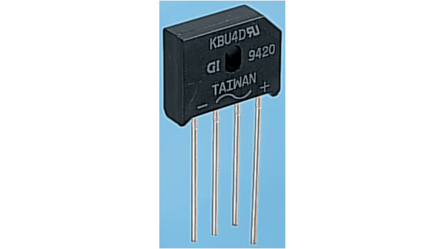 Vishay Bridge Rectifier, 4A, 200V, 4-Pin