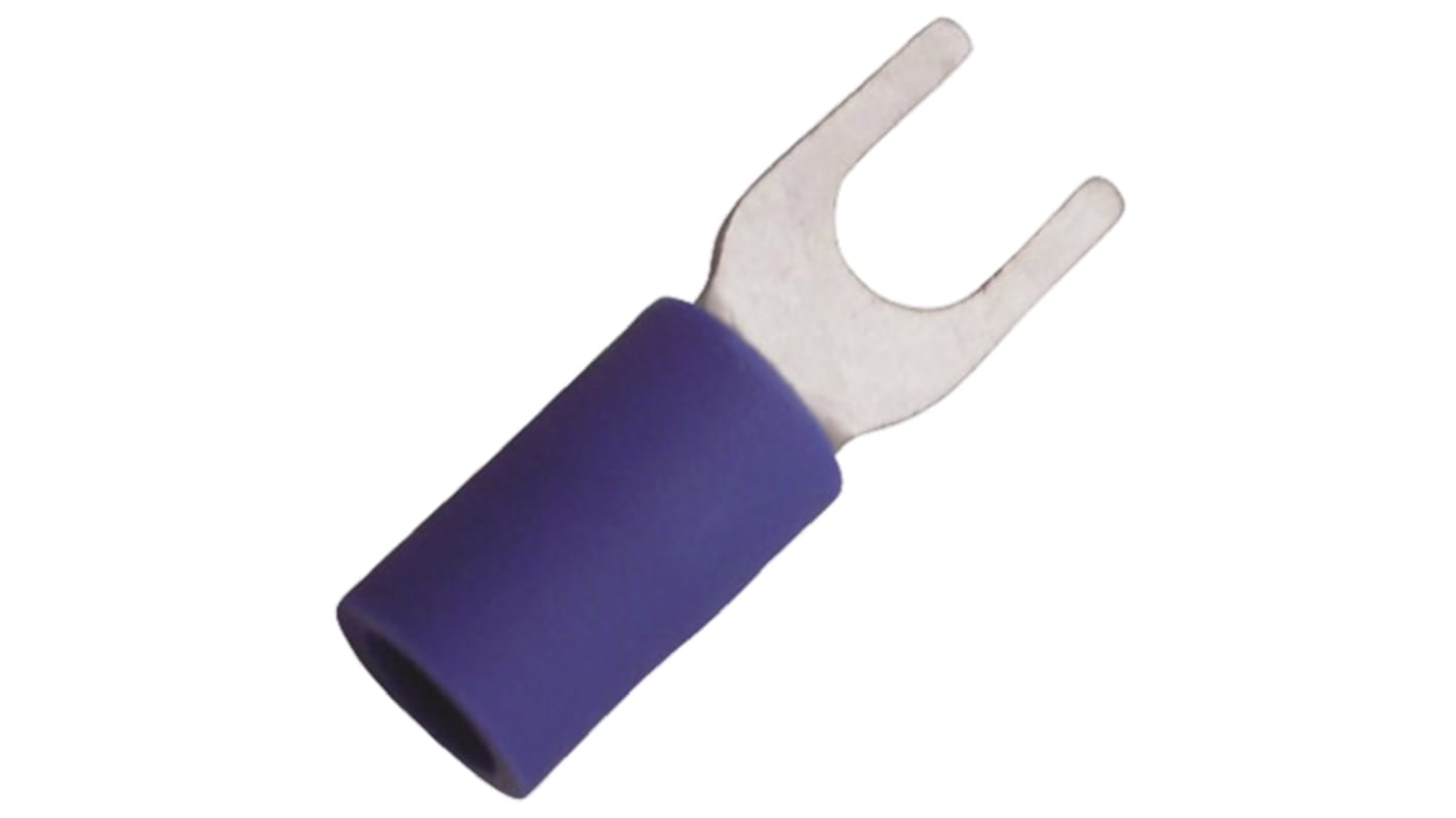 JST Crimp Spade Connector, 1mm² to 2.6mm², 16AWG to 14AWG, 4mm Stud Size Vinyl, Blue