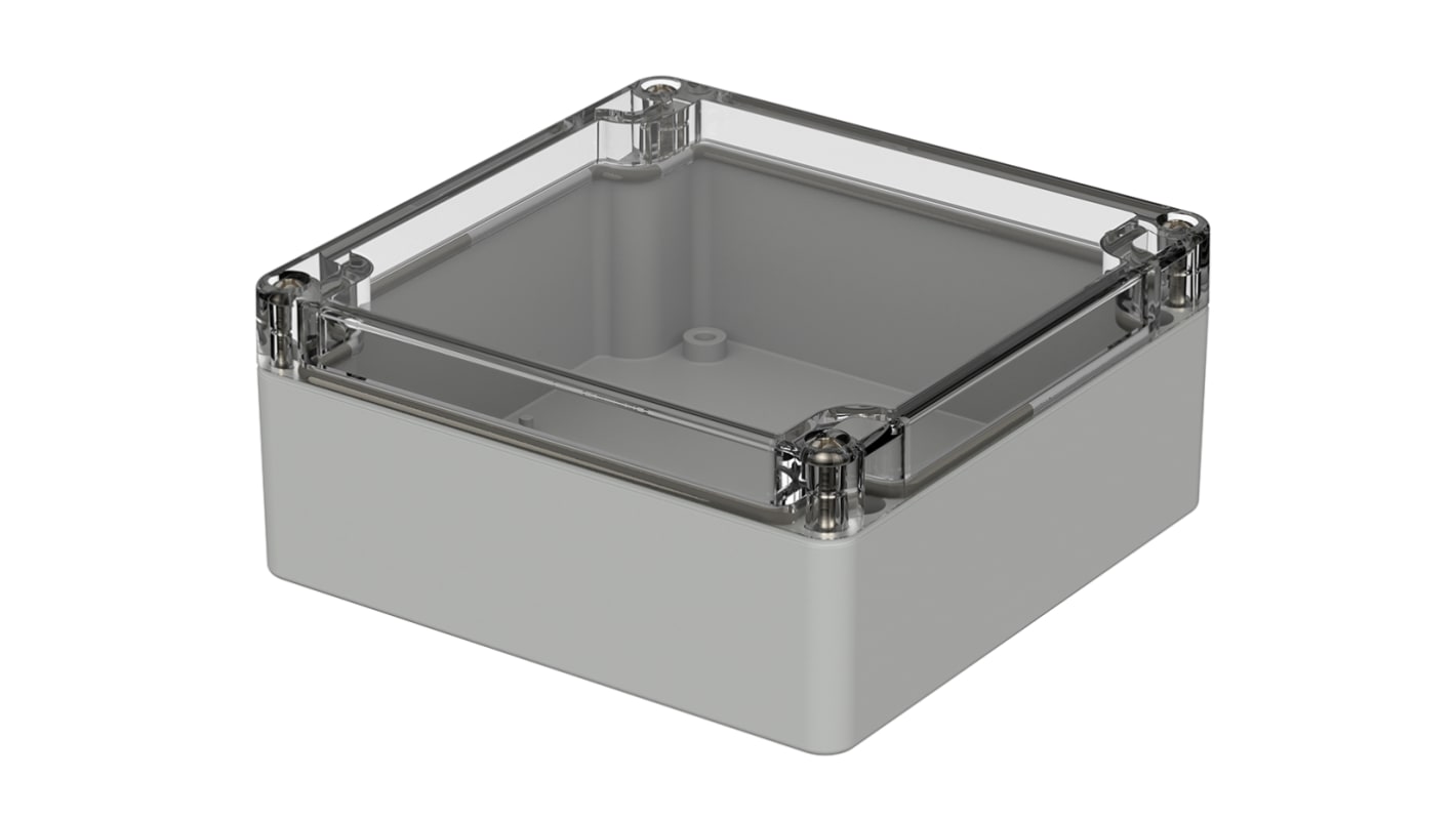 Bopla Euromas Series Light Grey Polycarbonate Enclosure, IP66, IK07, Transparent Lid, 122 x 120 x 55mm