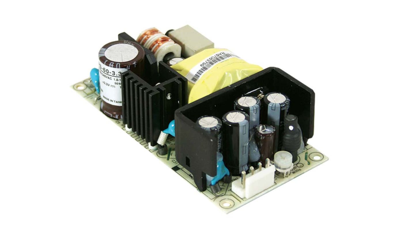 MEAN WELL Switching Power Supply, RPS-60-15, 15V dc, 4A, 60W, 1 Output, 127 → 370 V dc, 90 → 264 V ac