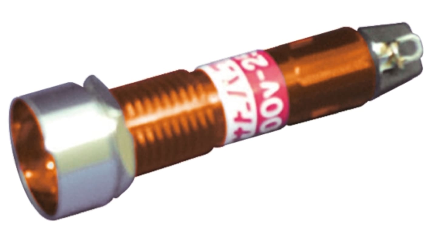 Orange Neon Indicator Lamp, Solder Tabs, 200 → 250 V ac