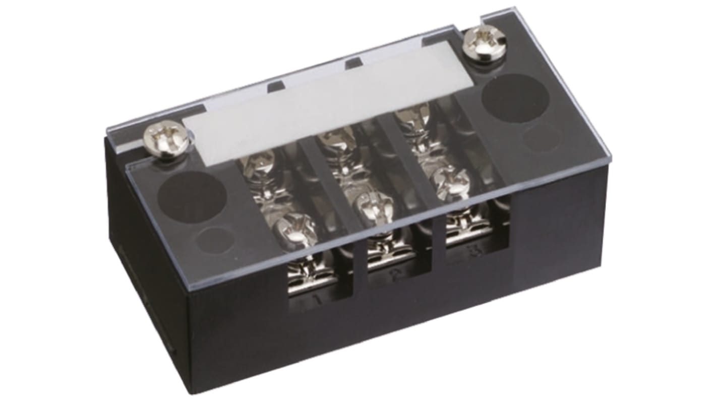 Sato Parts Non-Fused Terminal Block, 3-Way, 20A, Screw Down Termination