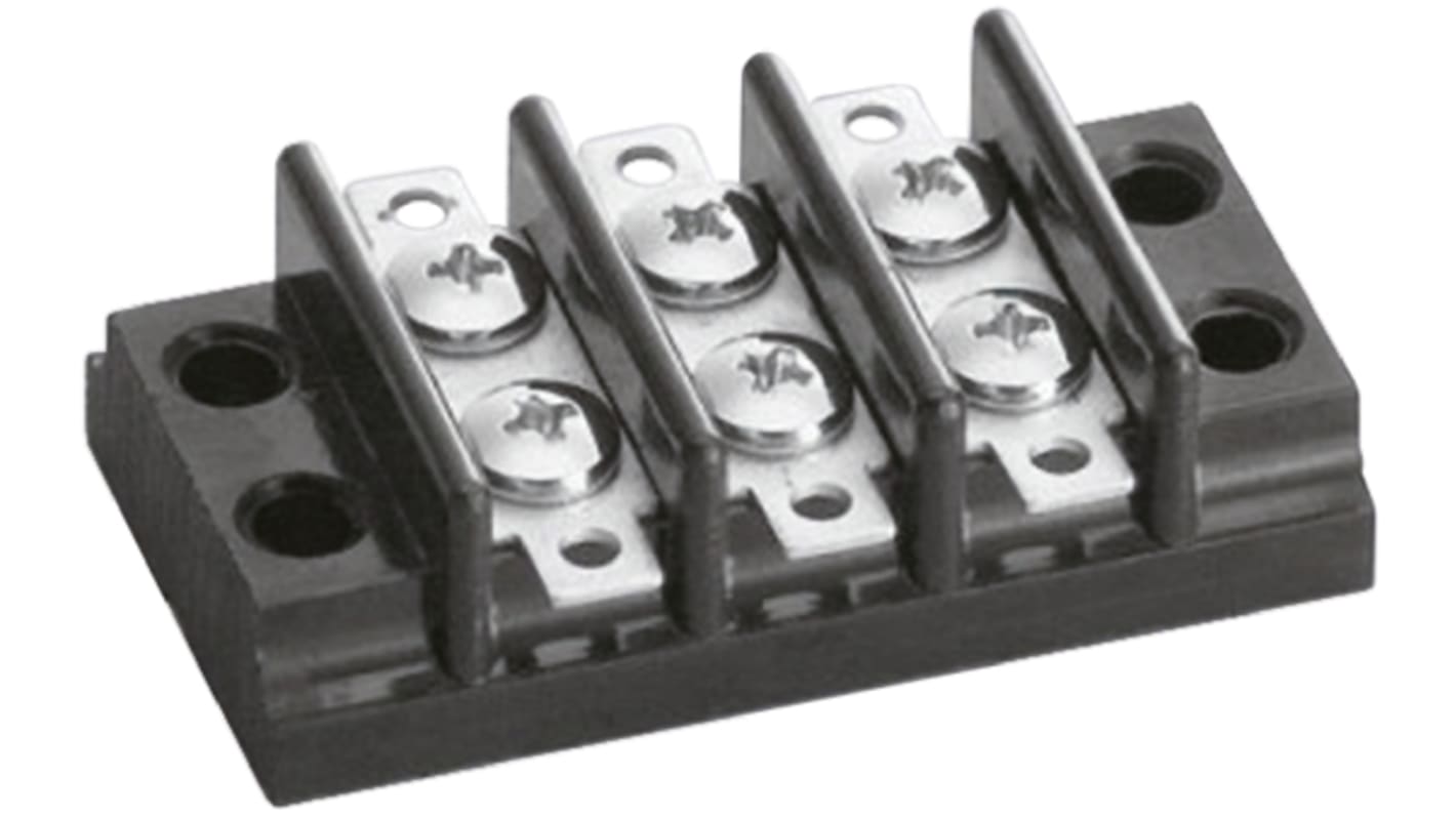 Sato Parts Non-Fused Terminal Block, 3-Way, 6A, Screw Down Termination