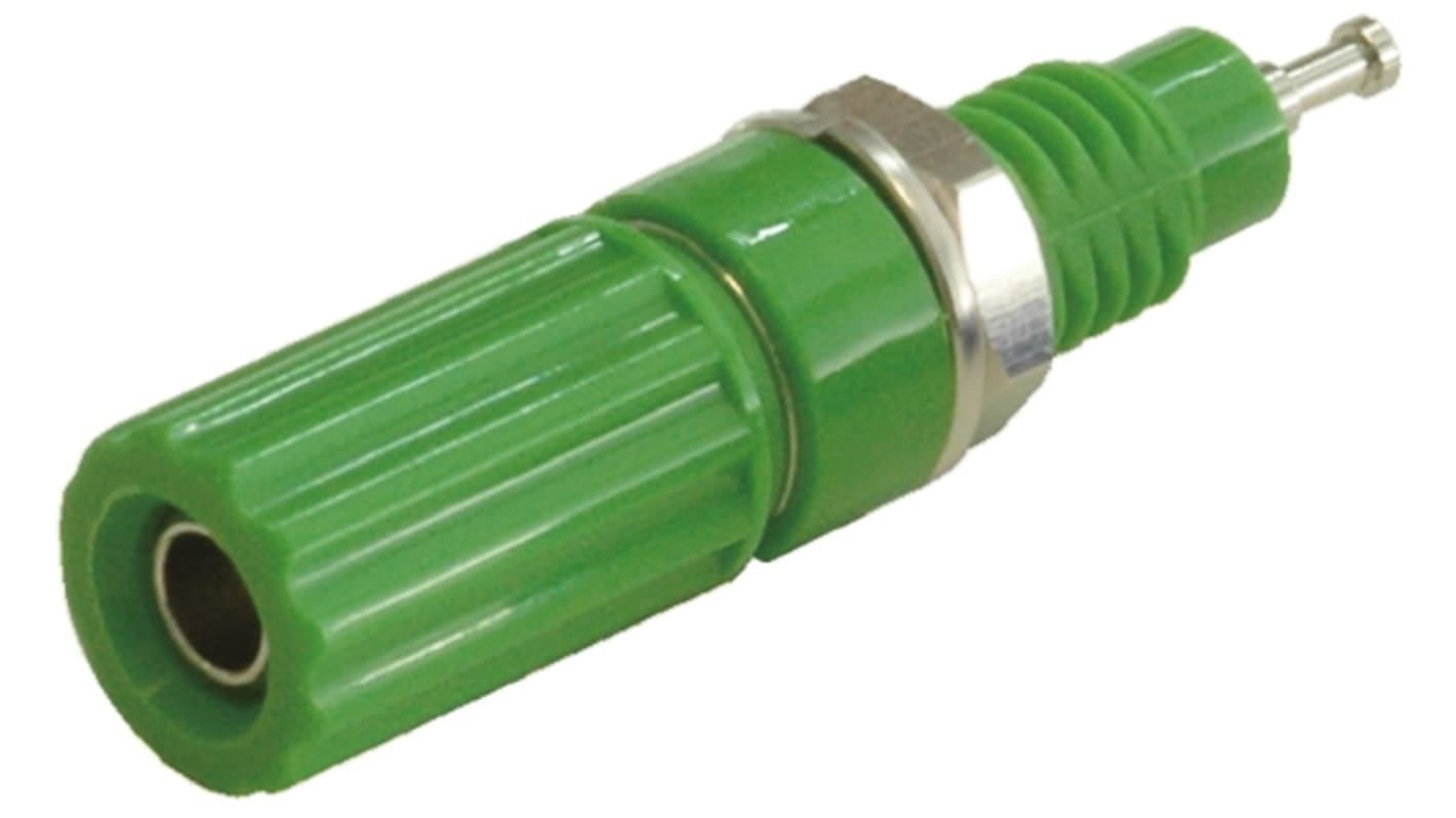 Sato Parts Green Female Binding Post, 4 mm Connector, Solder Termination, 10A, 125V