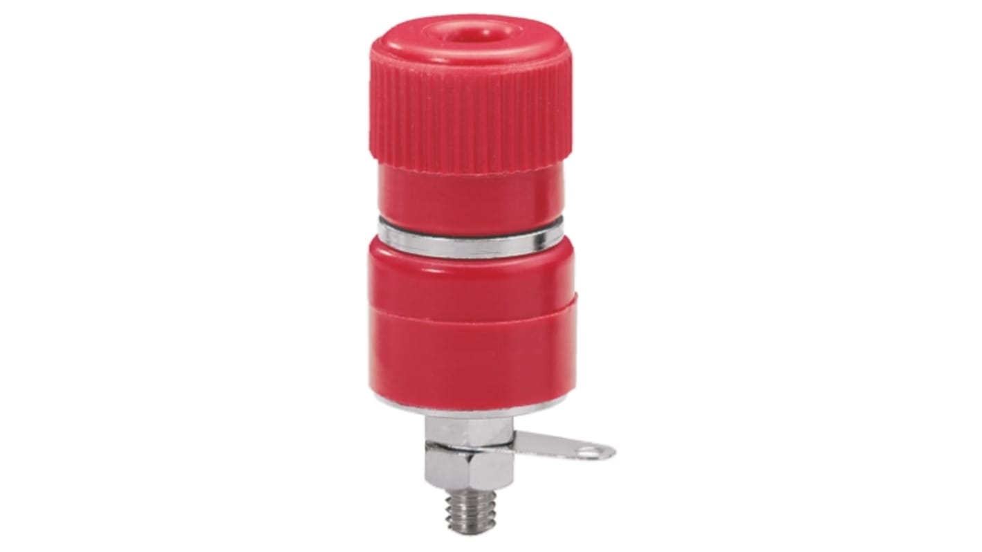 Sato Parts Red Female Banana Socket, 4 mm Connector, Solder Termination, 10A, 125V