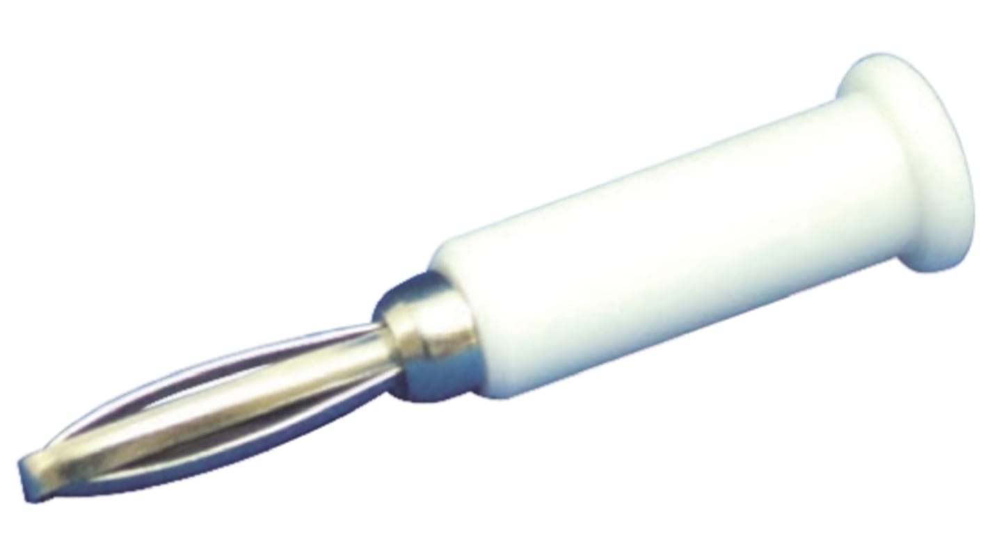 Sato Parts White Male Banana Plug, 4 mm Connector, Solder Termination, 3A, 30V