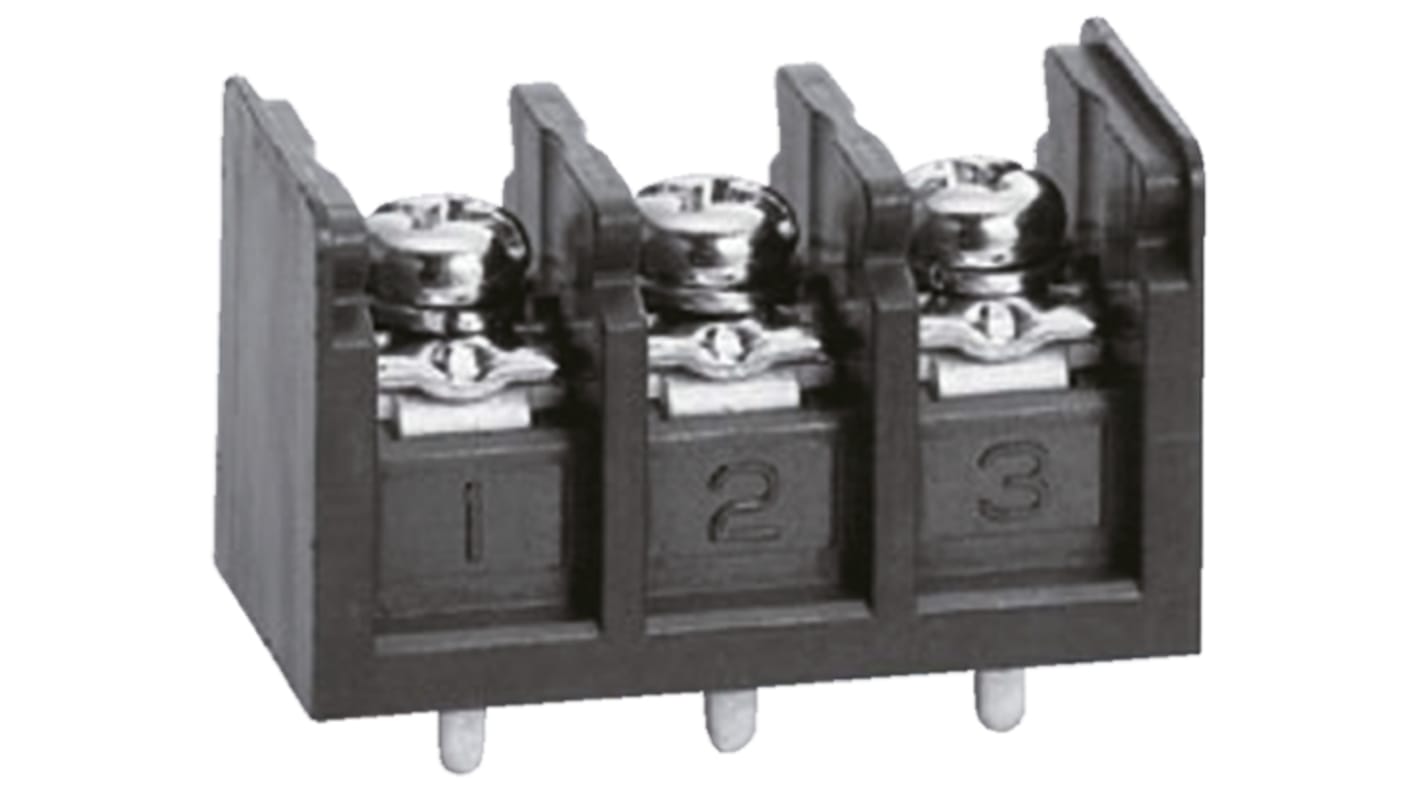 Sato Parts Non-Fused Terminal Block, 3-Way, 20A, Screw Down Termination