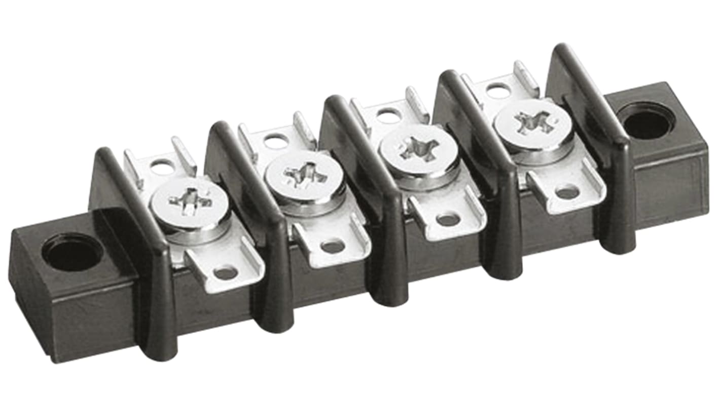 Sato Parts Non-Fused Terminal Block, 4-Way, 6A, Screw Down Termination