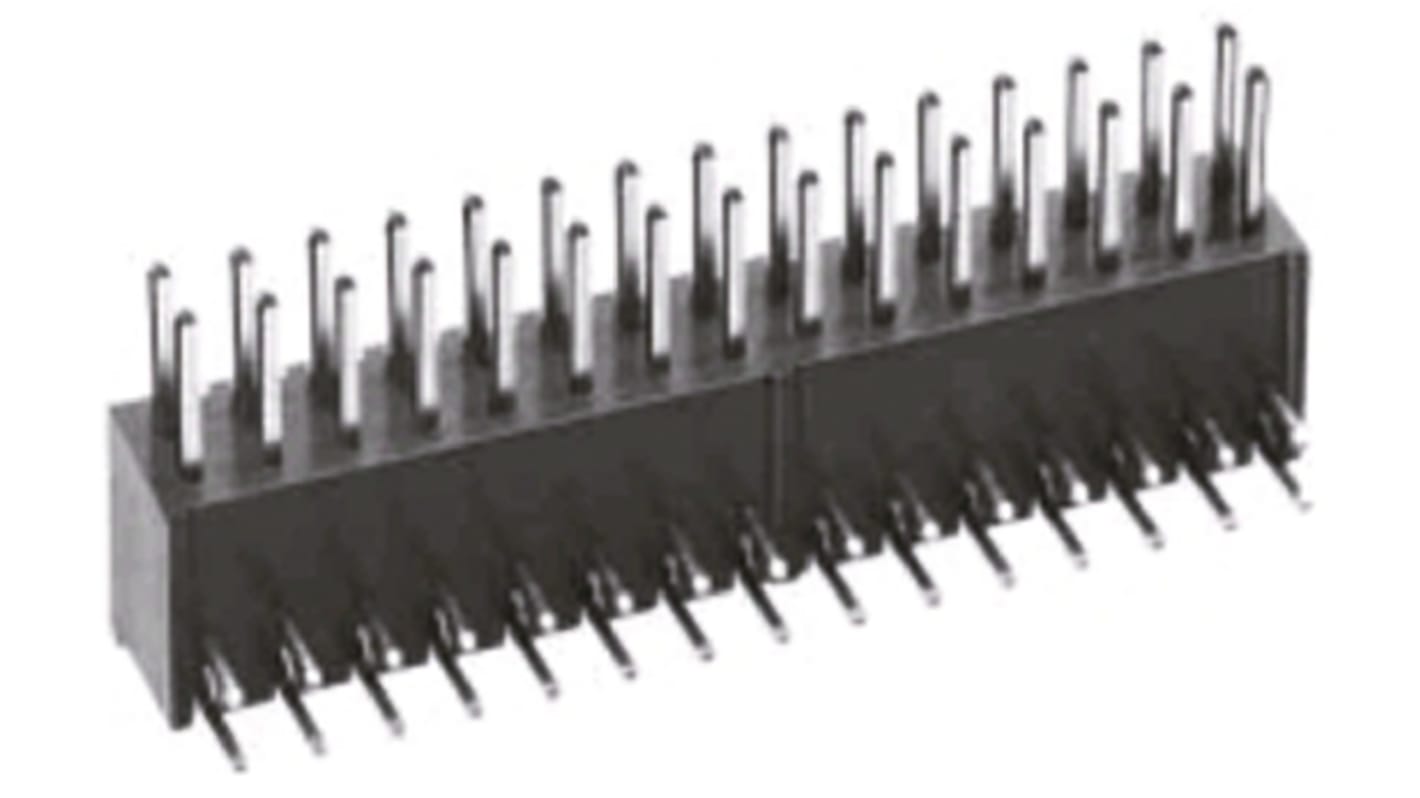 Hirose A1 Series Right Angle Through Hole Pin Header, 16 Contact(s), 2.54mm Pitch, 2 Row(s), Unshrouded