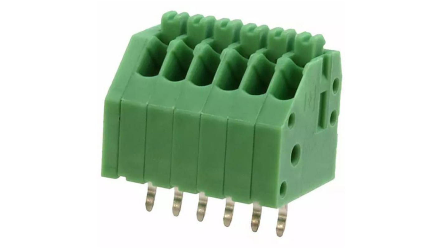 Phoenix Contact PCB Terminal Block, 2.5mm Pitch, Through Hole Mount, 1-Row, Solder Termination