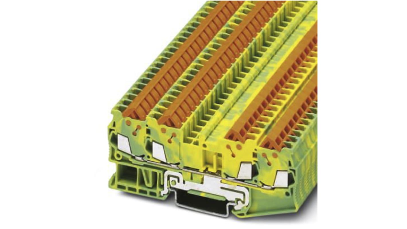 Phoenix Contact QTC 1.5-QUATTRO-PE Series Green/Yellow Earth Terminal Block, 0.25 → 1.5mm², Single-Level, Quick