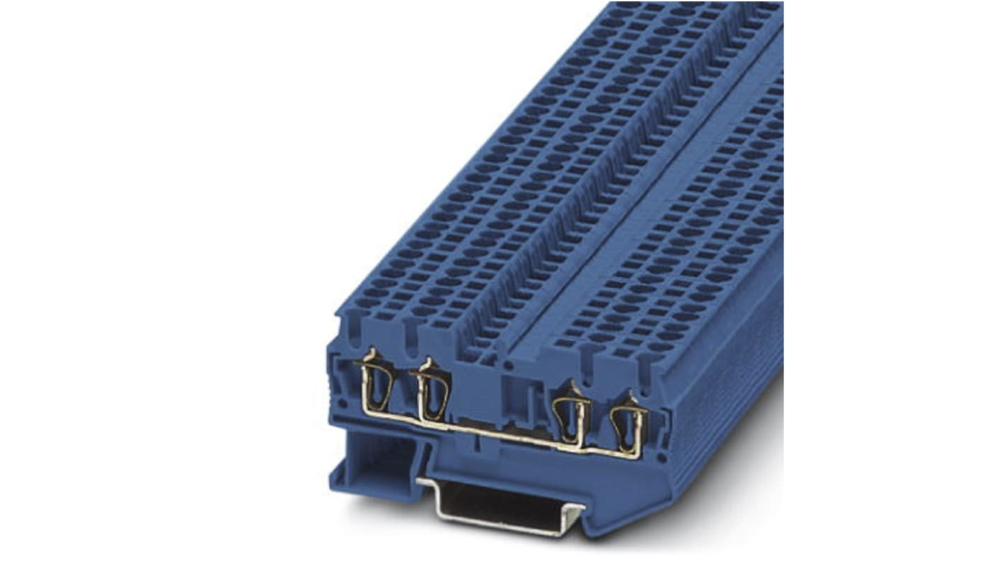 Phoenix Contact ST 1.5 Series Blue Feed Through Terminal Block, 1.5mm², Single-Level, Spring Clamp Termination