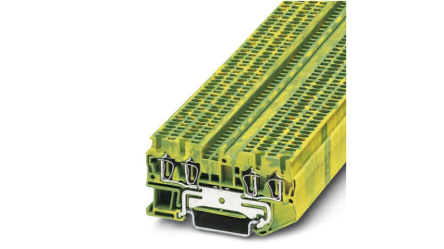 Phoenix Contact ST 1.5-QUATTRO-PE Series Green/Yellow Feed Through Terminal Block, 1.5mm²