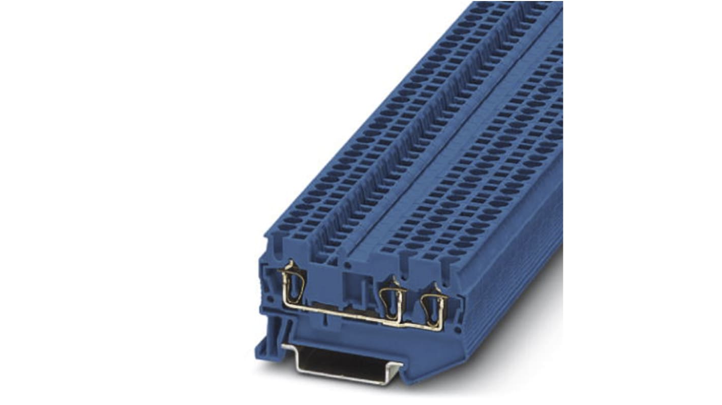 Phoenix Contact ST 1.5-TWIN BU Series Blue Feed Through Terminal Block, Single-Level, Spring Clamp Termination