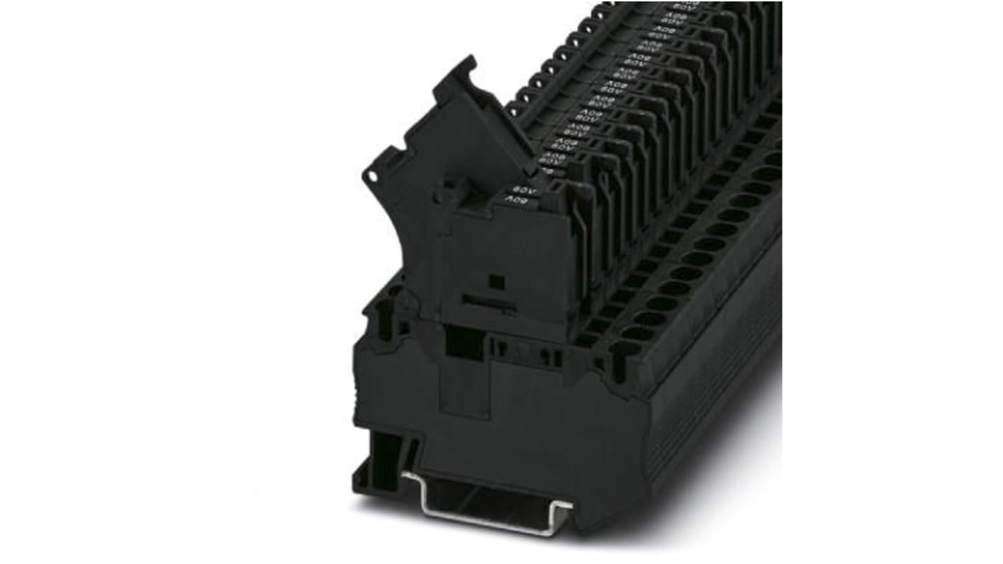 Phoenix Contact ST 4-HESILED 60 (5X20) Series Black DIN Rail Terminal Block, 0.08 → 4mm², Single-Level, Spring