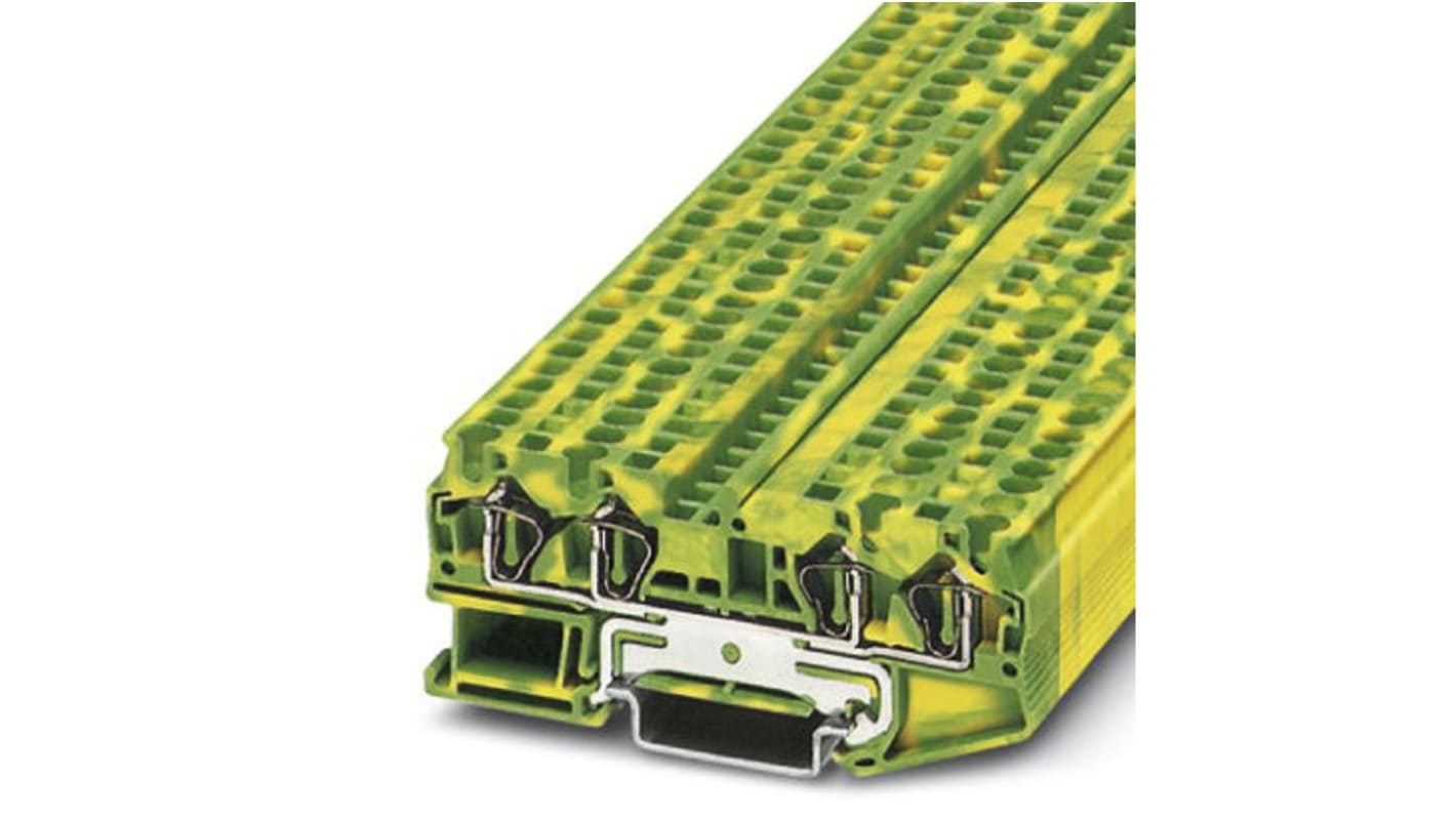 Phoenix Contact ST 4-QUATTRO-PE Series Green/Yellow Earth Terminal Block