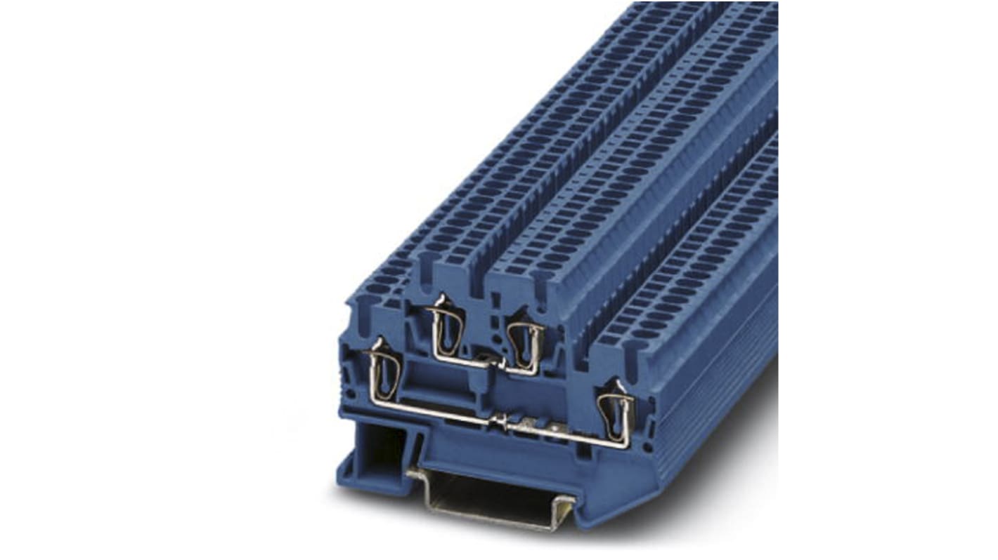 Phoenix Contact STTB 1.5 BU Series Blue Feed Through Terminal Block, 0.08 → 1.5mm², Double-Level, Spring Clamp