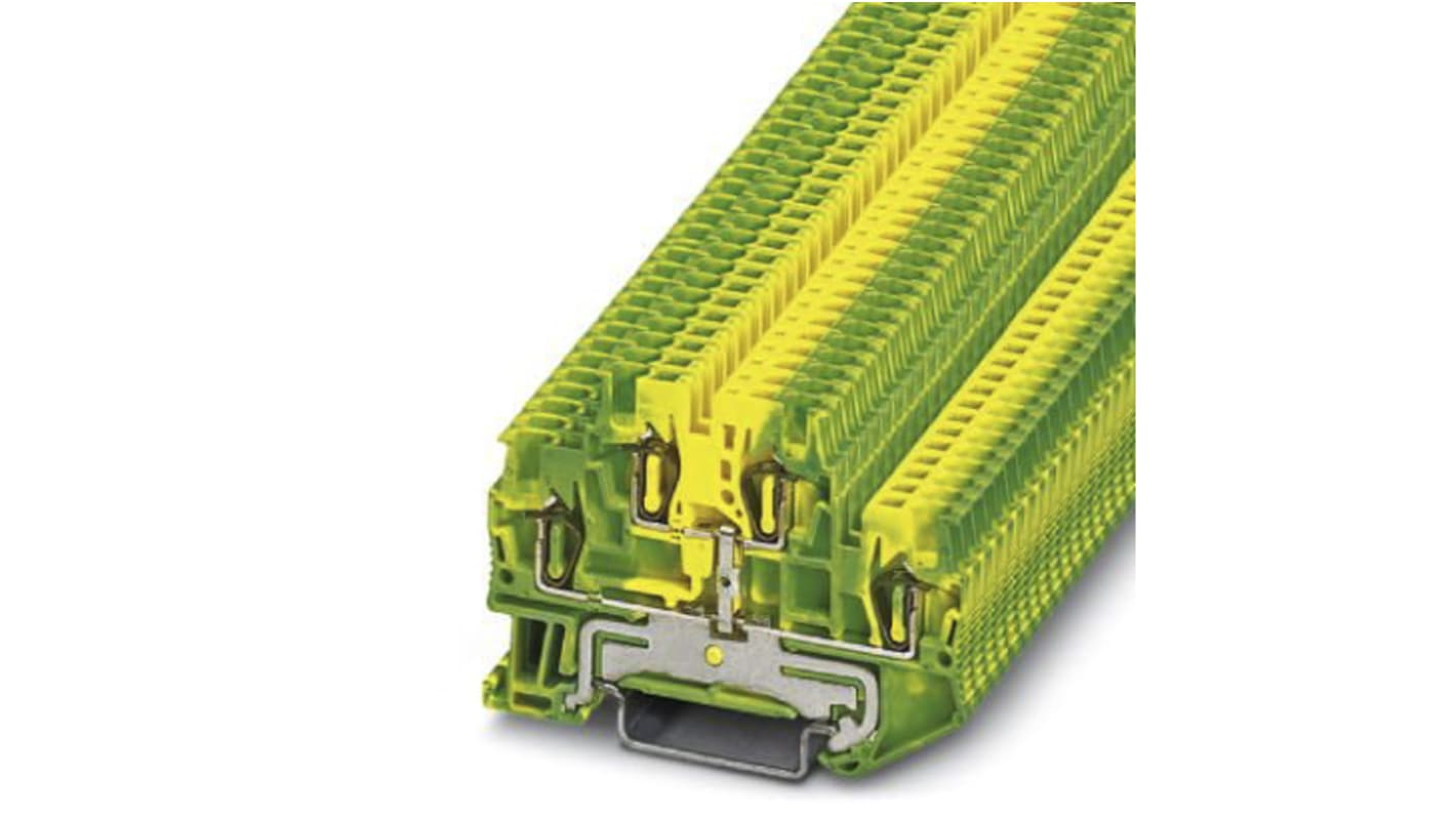 Bloc de jonction à deux étages Phoenix Contact STTB 1.5-PE, 0.08 → 1.5mm², Fixation à ressort, Vert/Jaune