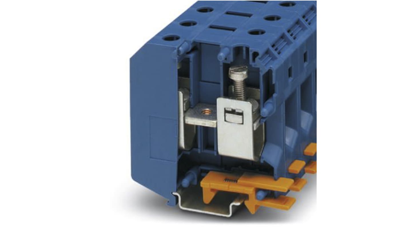 Phoenix Contact UKH 50 BU Series Blue Feed Through Terminal Block, Single-Level, Screw Termination