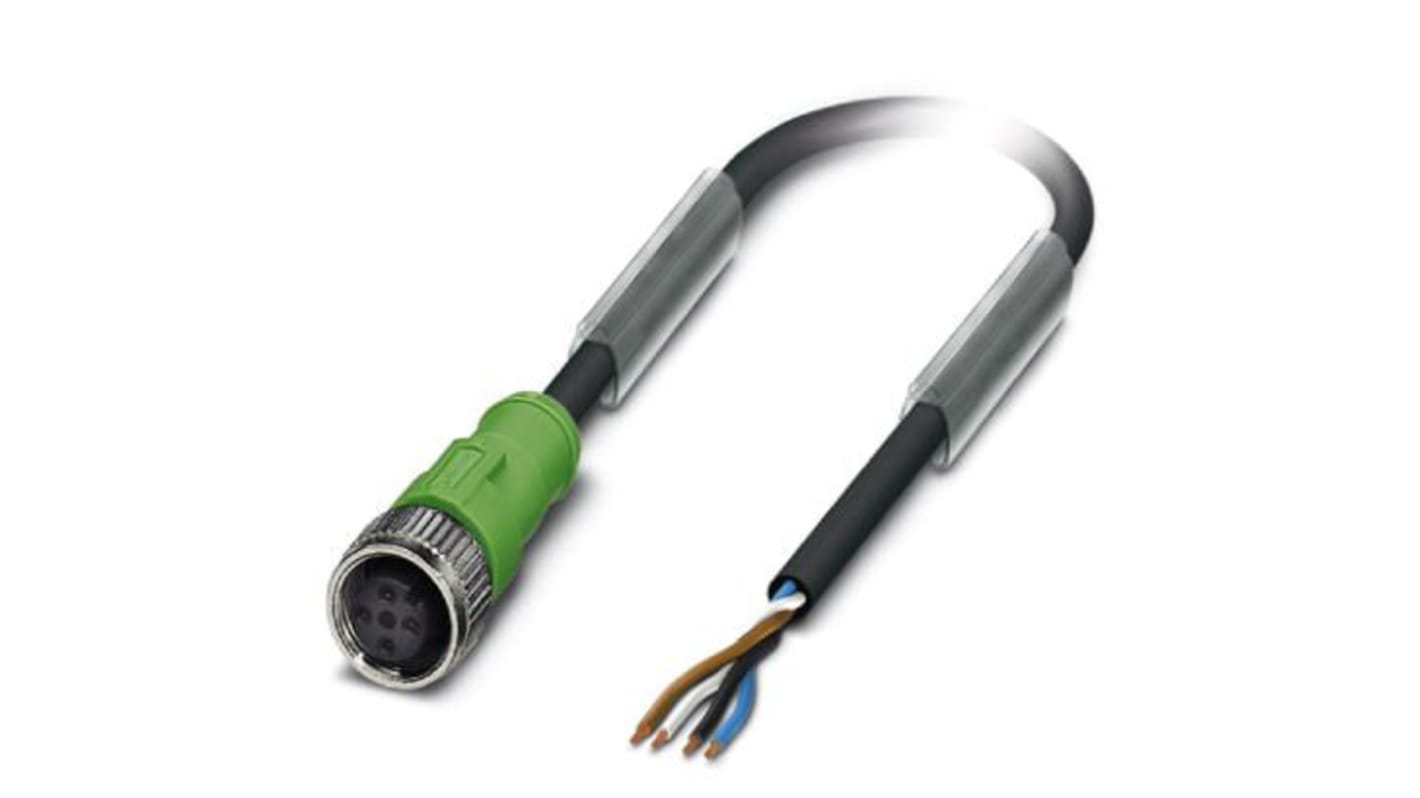 Cable de conexión Phoenix Contact, con. A M12 Hembra, 4 polos, con. B Sin terminación, cod.: A, long. 5m, 250 V, 4 A,