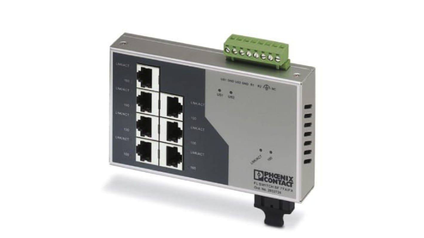 Phoenix Contact FL SWITCH SF 7TX/FX Ethernet-switch, 7 Porte, 100Mbit/s, DIN-skinne-montering