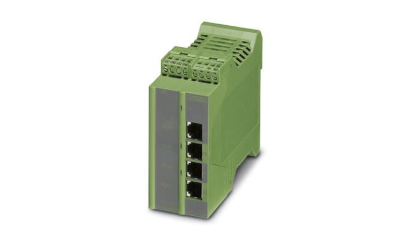 Phoenix Contact FL PSE 2TX Series DIN Rail Mount Ethernet Switch, 4 RJ45 Ports, 100Mbit/s Transmission, 24V dc