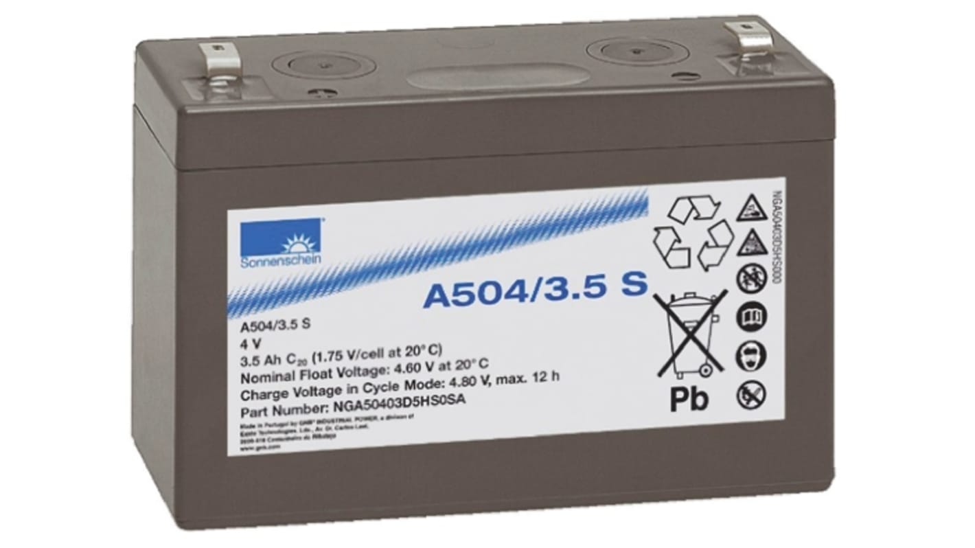 Sonnenschein 4V Faston F1 Sealed Lead Acid Battery, 3.5Ah