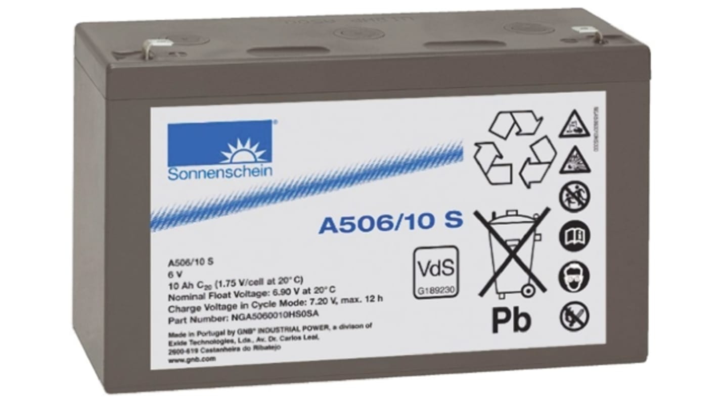 Sonnenschein 6V Faston F1 Sealed Lead Acid Battery, 10Ah