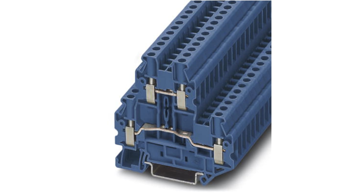 Phoenix Contact UTTB 4 BU Series Blue Double Level Terminal Block, 0.14 → 6mm², Double-Level, Screw Termination